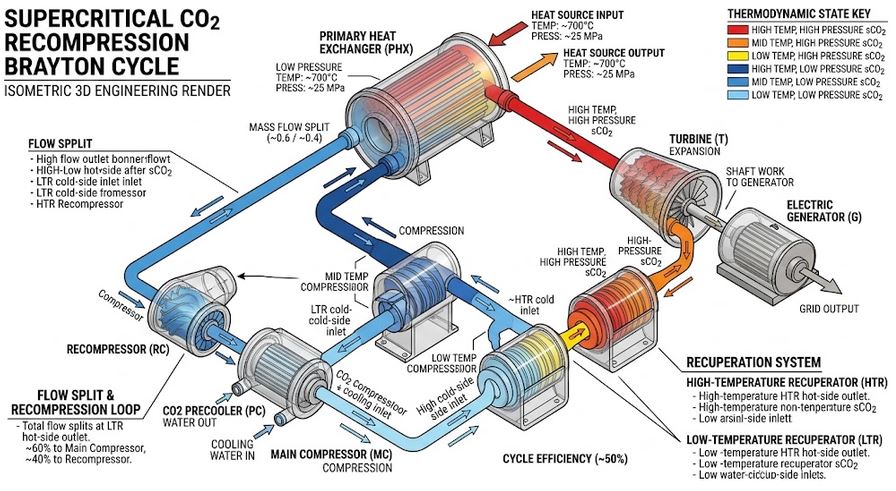 Supercritical CO2 Recompression Brayton
