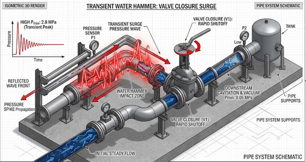 Transient Water Hammer & Valve Closure Surge Pressure